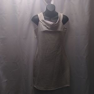 Mango basics black and white striped dress